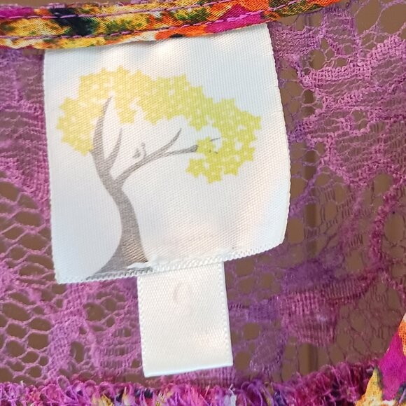 #10 Pink/Orange Button Down Short Sleeve Top Size S - Picture 5 of 5